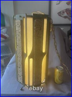 Vintage MCM Cork Hanging Pendant Light Large, Original Piece, 19