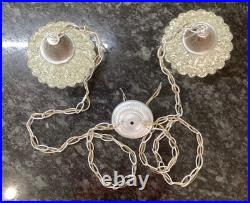 Vintage MCM Double Swag fixture with basketweave globes- silver finish
