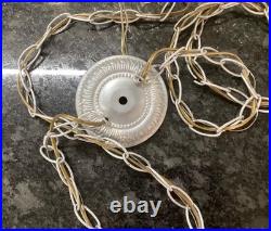 Vintage MCM Double Swag fixture with basketweave globes- silver finish
