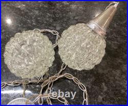 Vintage MCM Double Swag fixture with basketweave globes- silver finish