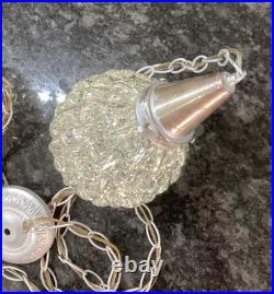Vintage MCM Double Swag fixture with basketweave globes- silver finish