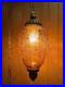 Vintage MCM FALKENSTEIN Swag Lamp Hollywood Regency Amber Crackle Glass Oval