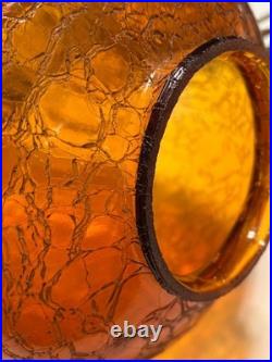Vintage MCM FALKENSTEIN Swag Lamp Hollywood Regency Amber Crackle Glass Oval