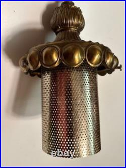 Vintage MCM FALKENSTEIN Swag Lamp Hollywood Regency Amber Crackle Glass Oval