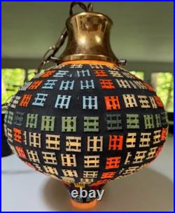 Vintage MCM Glass Swag Lamp Pendant Mid Century Modern Lighting 60s Multi-Color
