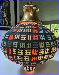 Vintage MCM Glass Swag Lamp Pendant Mid Century Modern Lighting 60s Multi-Color