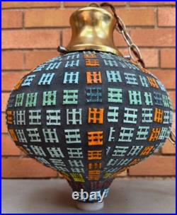 Vintage MCM Glass Swag Lamp Pendant Mid Century Modern Lighting 60s Multi-Color
