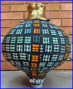 Vintage MCM Glass Swag Lamp Pendant Mid Century Modern Lighting 60s Multi-Color