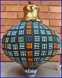 Vintage MCM Glass Swag Lamp Pendant Mid Century Modern Lighting 60s Multi-Color