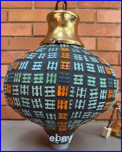 Vintage MCM Glass Swag Lamp Pendant Mid Century Modern Lighting 60s Multi-Color