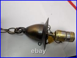 Vintage MCM Gold Tulip Wicker Crushed Velvet Swag Lamp Hanging Chain Works! 17