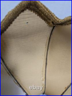 Vintage MCM Gold Tulip Wicker Crushed Velvet Swag Lamp Hanging Chain Works! 17