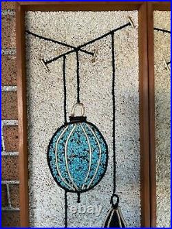 Vintage MCM Gravel Pebble Art Hanging Lamps Wall Hanging Atomic Retro Aqua