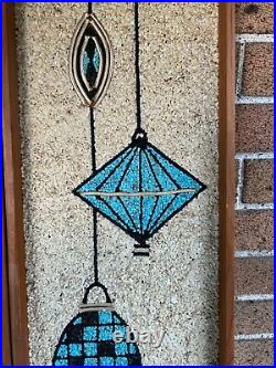 Vintage MCM Gravel Pebble Art Hanging Lamps Wall Hanging Atomic Retro Aqua