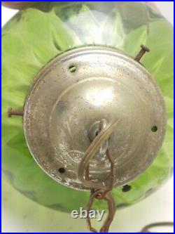 Vintage MCM Green Glass Globe Retro Hanging Swag Light Lamp Regency Hollywood