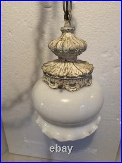 Vintage MCM Hanging Vanity Swag Hollywood Regency Ceiling Light Fixture