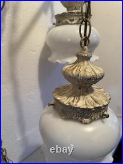 Vintage MCM Hanging Vanity Swag Hollywood Regency Ceiling Light Fixture