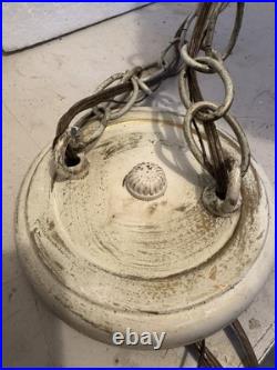 Vintage MCM Hanging Vanity Swag Hollywood Regency Ceiling Light Fixture