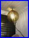 Vintage MCM Hollywood Regency Amber Textured Glass Hanging Swag Lamp