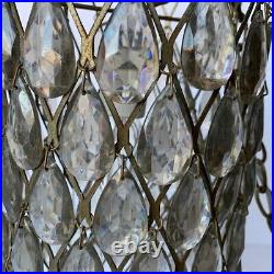 Vintage MCM Hollywood Regency Crystal Pendant Hanging Swag Light Chandelier