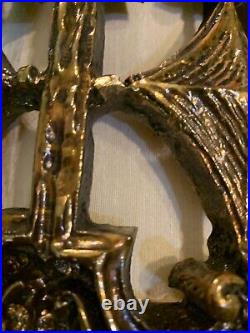 Vintage MCM Hollywood Regency Ornate Hanging Swag Pendant Light Gold Resin