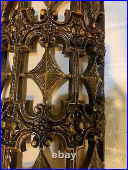 Vintage MCM Hollywood Regency Ornate Hanging Swag Pendant Light Gold Resin