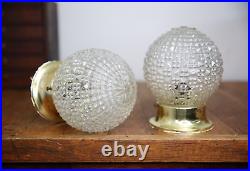 Vintage MCM Hollywood Regency Pineapple Glass Disco Ball Swag Lamp Lights pair