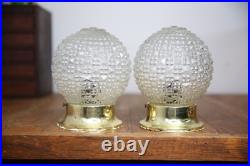 Vintage MCM Hollywood Regency Pineapple Glass Disco Ball Swag Lamp Lights pair