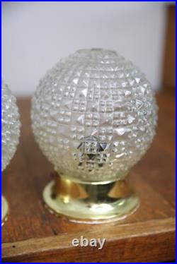 Vintage MCM Hollywood Regency Pineapple Glass Disco Ball Swag Lamp Lights pair
