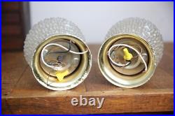 Vintage MCM Hollywood Regency Pineapple Glass Disco Ball Swag Lamp Lights pair