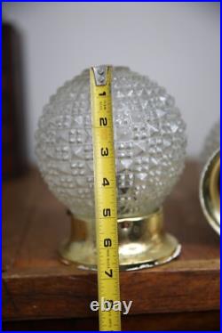 Vintage MCM Hollywood Regency Pineapple Glass Disco Ball Swag Lamp Lights pair