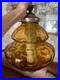 Vintage MCM Large Amber Globe Hanging 17 Lamp Light Chain Swag NICE