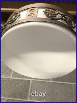 Vintage MCM Large Heavy 3 Light Hanging Ceiling Light Fixture For Rewire