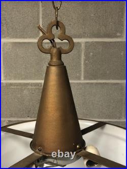 Vintage MCM Large Heavy 3 Light Hanging Ceiling Light Fixture For Rewire