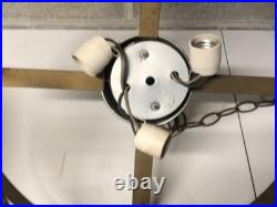 Vintage MCM Large Heavy 3 Light Hanging Ceiling Light Fixture For Rewire