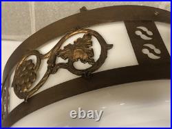 Vintage MCM Large Heavy 3 Light Hanging Ceiling Light Fixture For Rewire