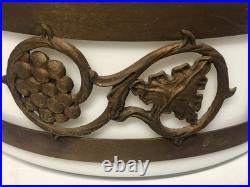 Vintage MCM Large Heavy 3 Light Hanging Ceiling Light Fixture For Rewire