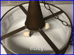 Vintage MCM Large Heavy 3 Light Hanging Ceiling Light Fixture For Rewire