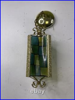 Vintage MCM MID CENTURY MODERN REVERSE COLOR SLAG GLASS HANGING SWAG LIGHT/LAMP