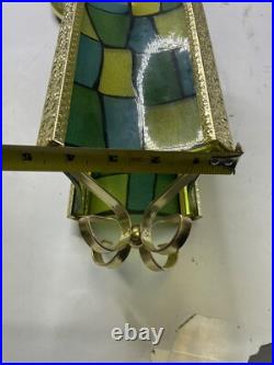 Vintage MCM MID CENTURY MODERN REVERSE COLOR SLAG GLASS HANGING SWAG LIGHT/LAMP