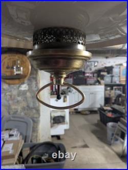 Vintage MCM Metal Pendant Light / Atomic Saucer style