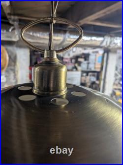 Vintage MCM Metal Pendant Light / Atomic Saucer style