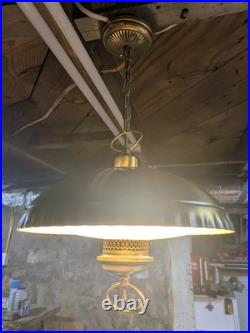 Vintage MCM Metal Pendant Light / Atomic Saucer style