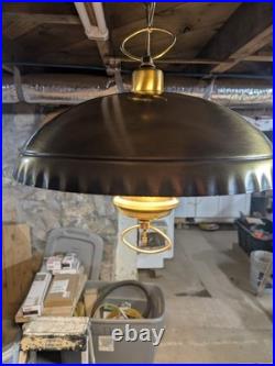 Vintage MCM Metal Pendant Light / Atomic Saucer style