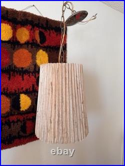 Vintage MCM Mid Century Hanging Swag Drum Textured Pendant Lamp