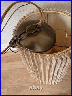 Vintage MCM Mid Century Hanging Swag Drum Textured Pendant Lamp