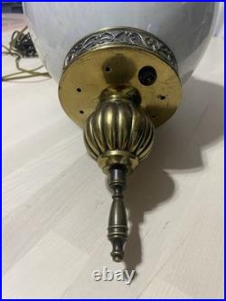 Vintage MCM Mid Century Modern iridescent globe hanging lamp/light with brass