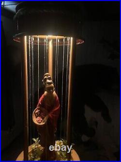 Vintage MCM-Mid Century-Raining-Oil-Hanging-Swag Lamp-Chinese Goddess-Oriental