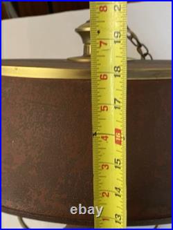 Vintage MCM Moe Hanging Lamp Plug-In Metal Burgundy/Brass Long Chain 13ft