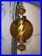 Vintage MCM Orange/Amber Ribbed Glass Globe Hanging Swag Lamp Works Read Look